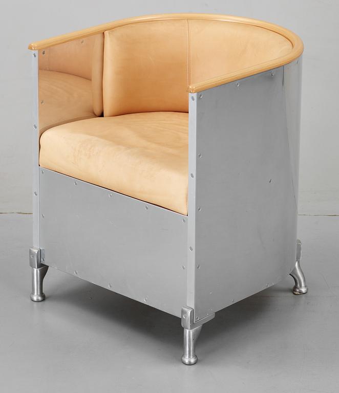 A Mats Theselius aluminium and leather 'Aluminium/Theselius' armchair, Källemo.