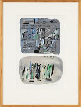 Madeleine Pyk, gouache, signerad och daterad Nice 1990.