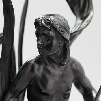 Vaser, 2 st, försilvrad metall, art nouveau, WMF, 1900-talets början.
