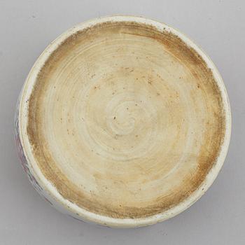 A famille rose butter tureen with cover and two cups with three odd stands, Qing dynasty, Qianlong (1736-95).