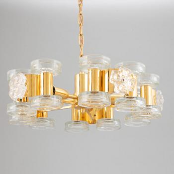 A brass and glass ceiling glass,  second half of 20th Century.