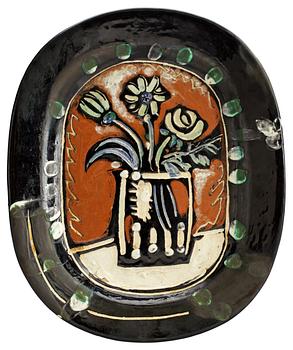 899. A Pablo Picasso 'Bouquet' faience dish, Madoura, Vallauris, France 1955.