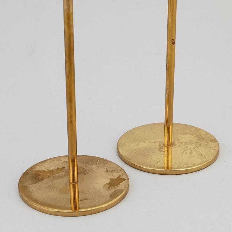 HANS-AGNE JAKOBSSON, two glass and brass candle holders, for Markaryd.