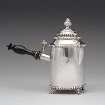 A Swedish 18th century silver coffee-pot, marks of Lars Boye, Stockholm 1792.