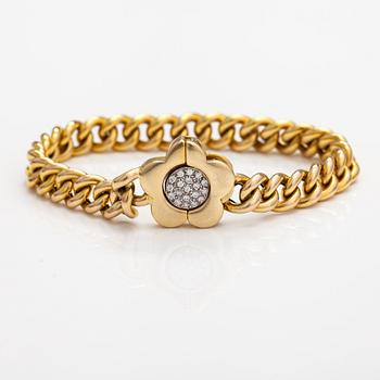 Armband, 14K guld, diamanter ca 0.38 ct tot. Finska importstämplar 1966.