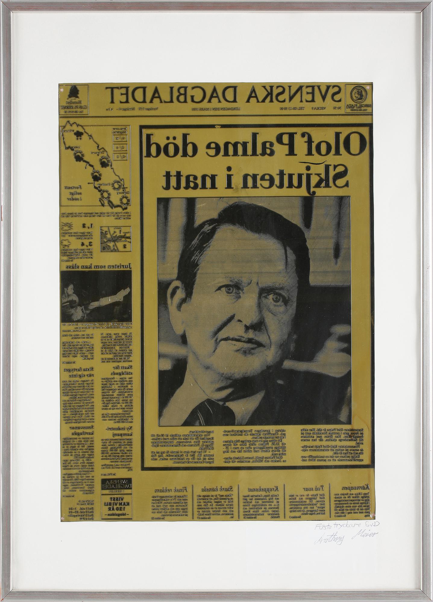 TRYCKPLÅT, plast, Svenska Dagbladet, lördagen den 1 mars 1986.