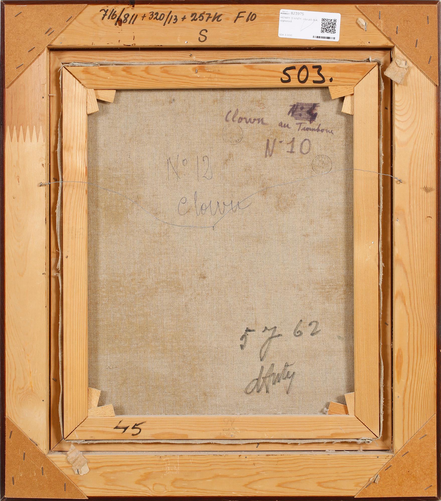 HENRY D'ANTY, oil on canvas, signerad.