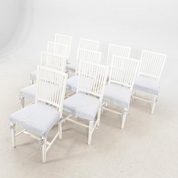 A set of 10 painted Gustavian style chairs from IKEA later part of the 20th century.