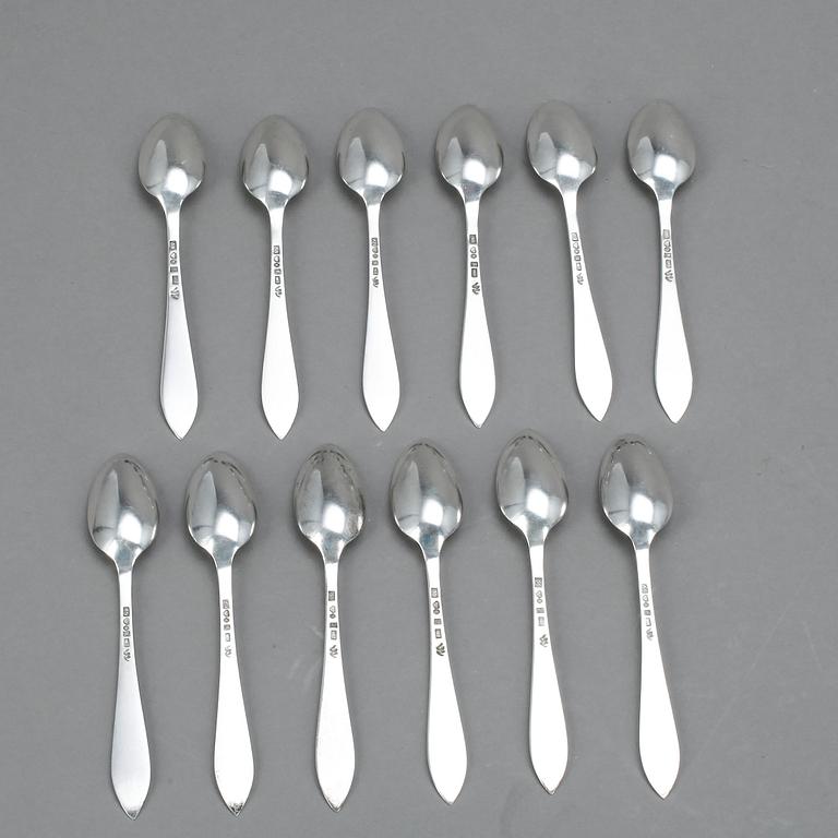 KAFFESKEDAR, 12 st, silver, Wiwen Nilsson, Lund, 1934-1936, vikt ca 133 g.