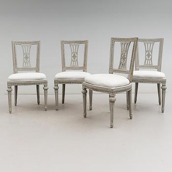 STOLAR, 4 st, gustavianska, 1700-/1800-tal. Möjligen Anders Andersson (1767-1829), Strekered.