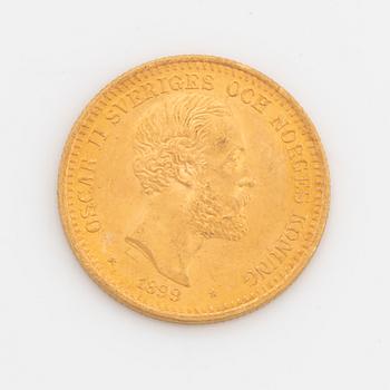 Oscar II, guldmynt, 20 kr, 1899, Typ III.