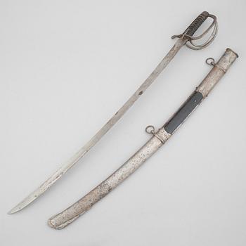 Sabre, Swedish, m/1825 for the hussars, with scabbard.
