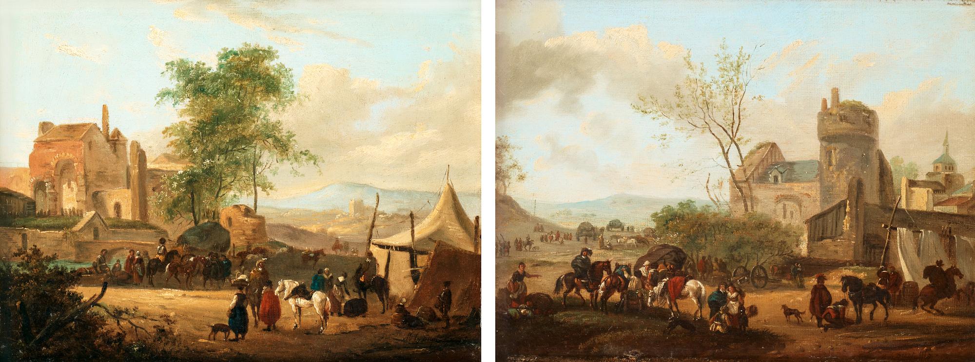 Marc Antoine Michel Duplessis, Landscape with buildings and figures.