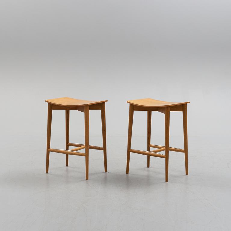 Two 'Oak' stools by Jonas Lindvall, Skandiform, 21st century.