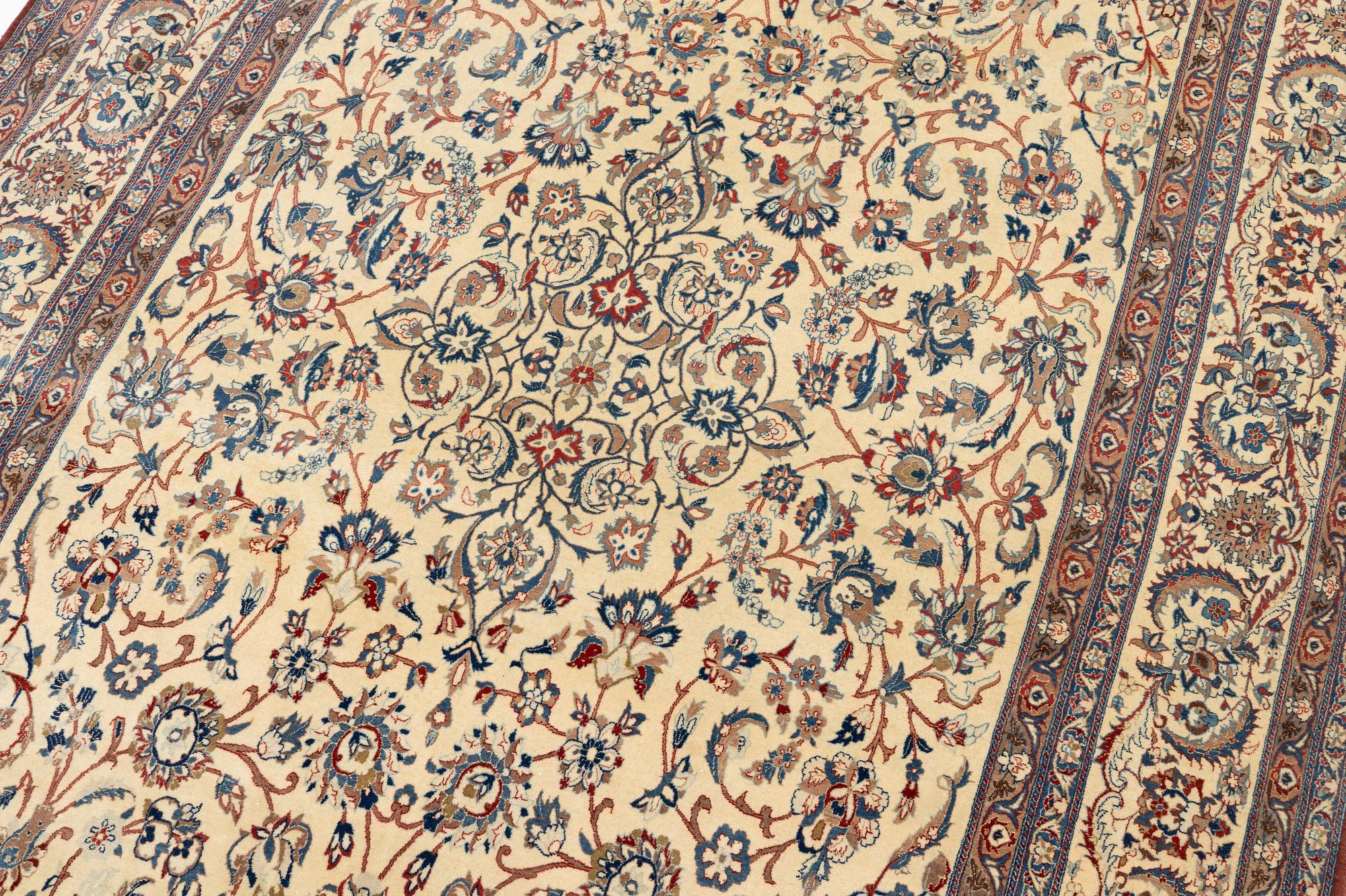 A fine part silk Nain Tudeshk carpet, Central Persia c. 290 x 157 cm.