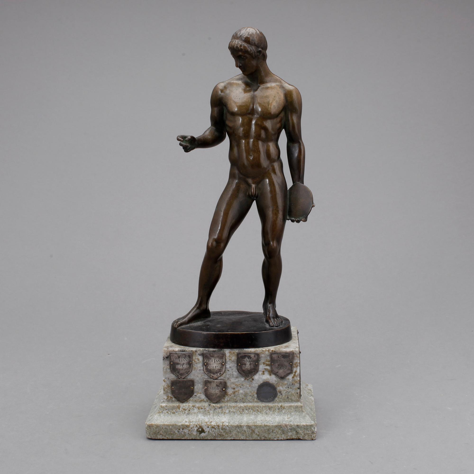 OKÄND KONSTNÄR, skulptur, brons. Gjutarmärkt Herman Bergmans gjuteri. 1900-talets första hälft.