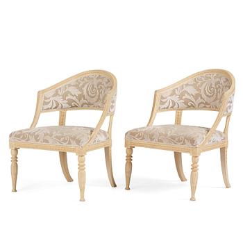 A pair of late Gustavian open amrchairs, late 18th century.