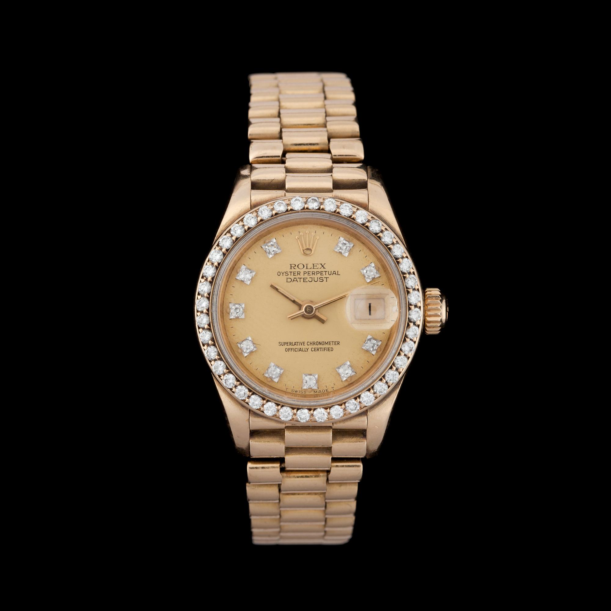 Rolex - Datejust. Automatisk. Guld/guld. Briljantring. 26 mm.