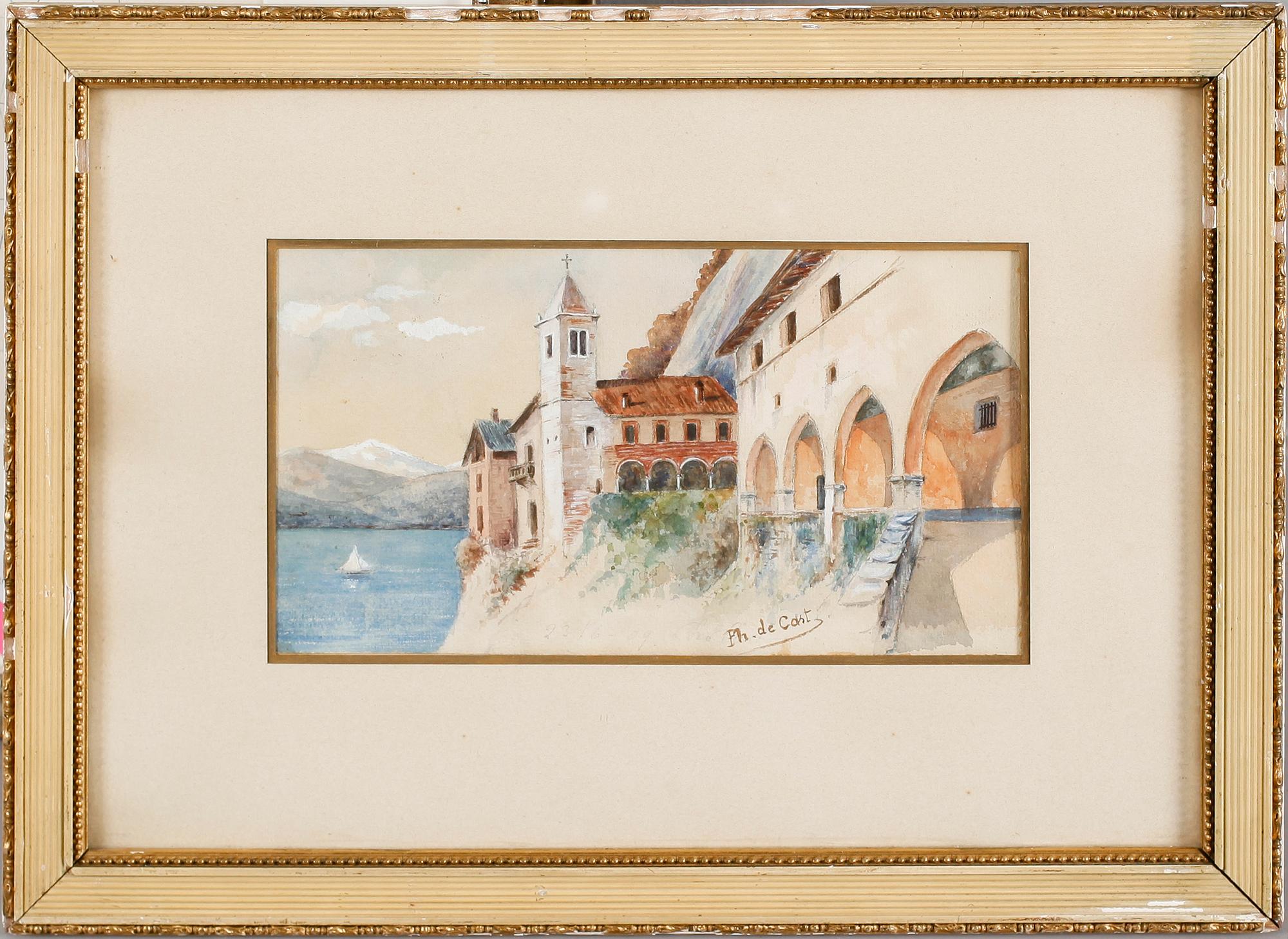 OKÄND KONSTNÄR, akvarell, signerad Ph de Cast, omkring år 1900.
