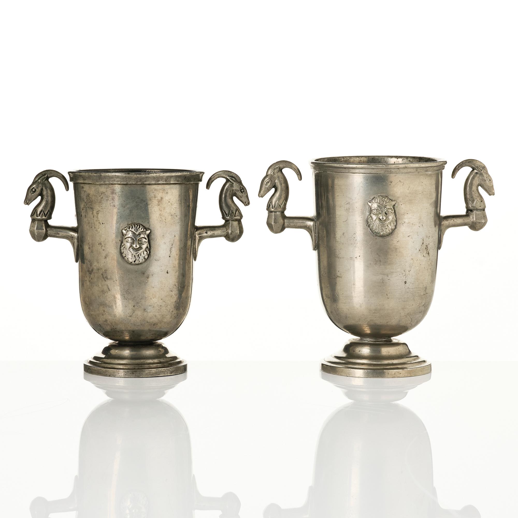 Nils Fougstedt, a set of two Swedish Grace vases, Herman Bergman art foundry, Stockholm, 1930.