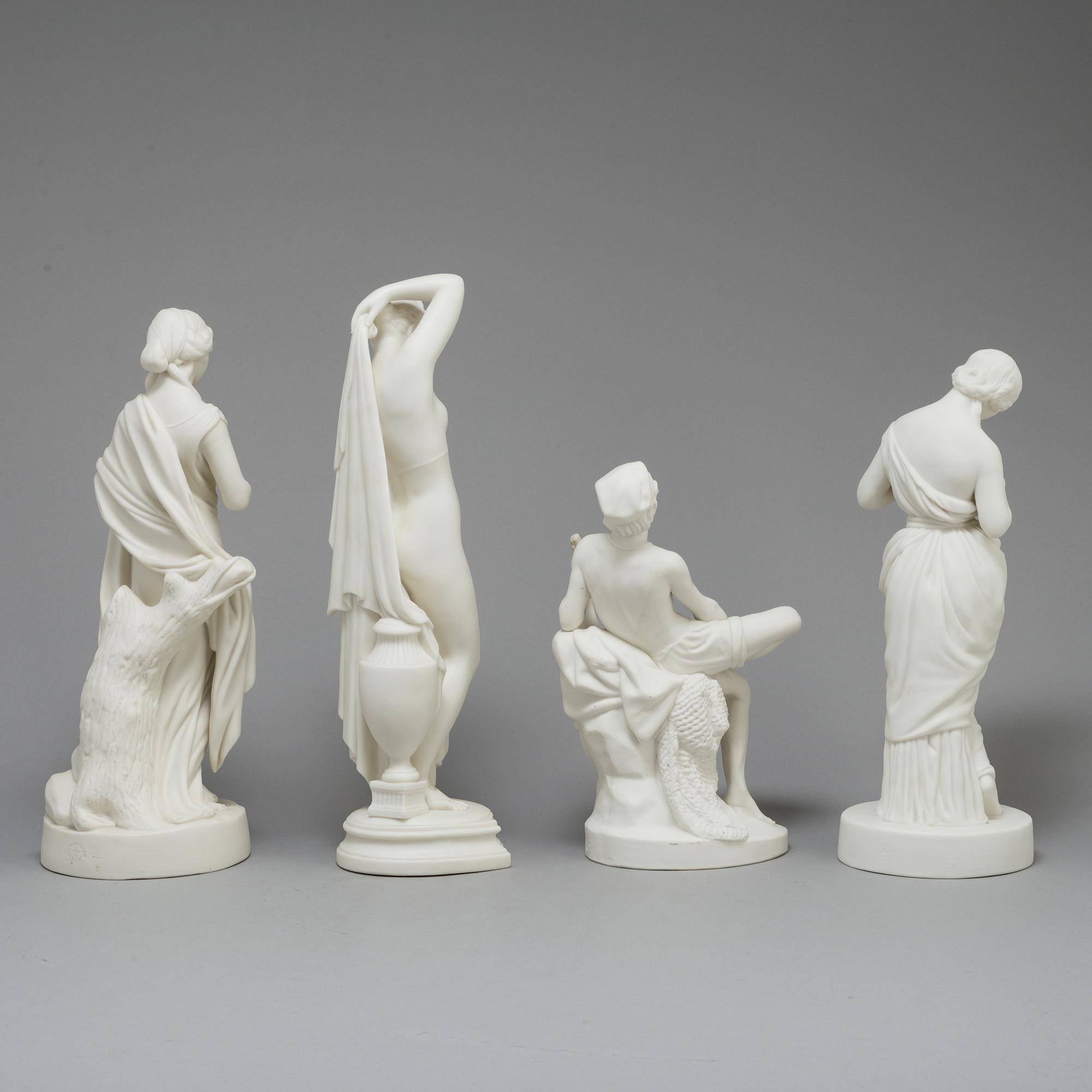 FIGURER, fyra st, parian, Gustafsberg, sekelskiftet 1900.