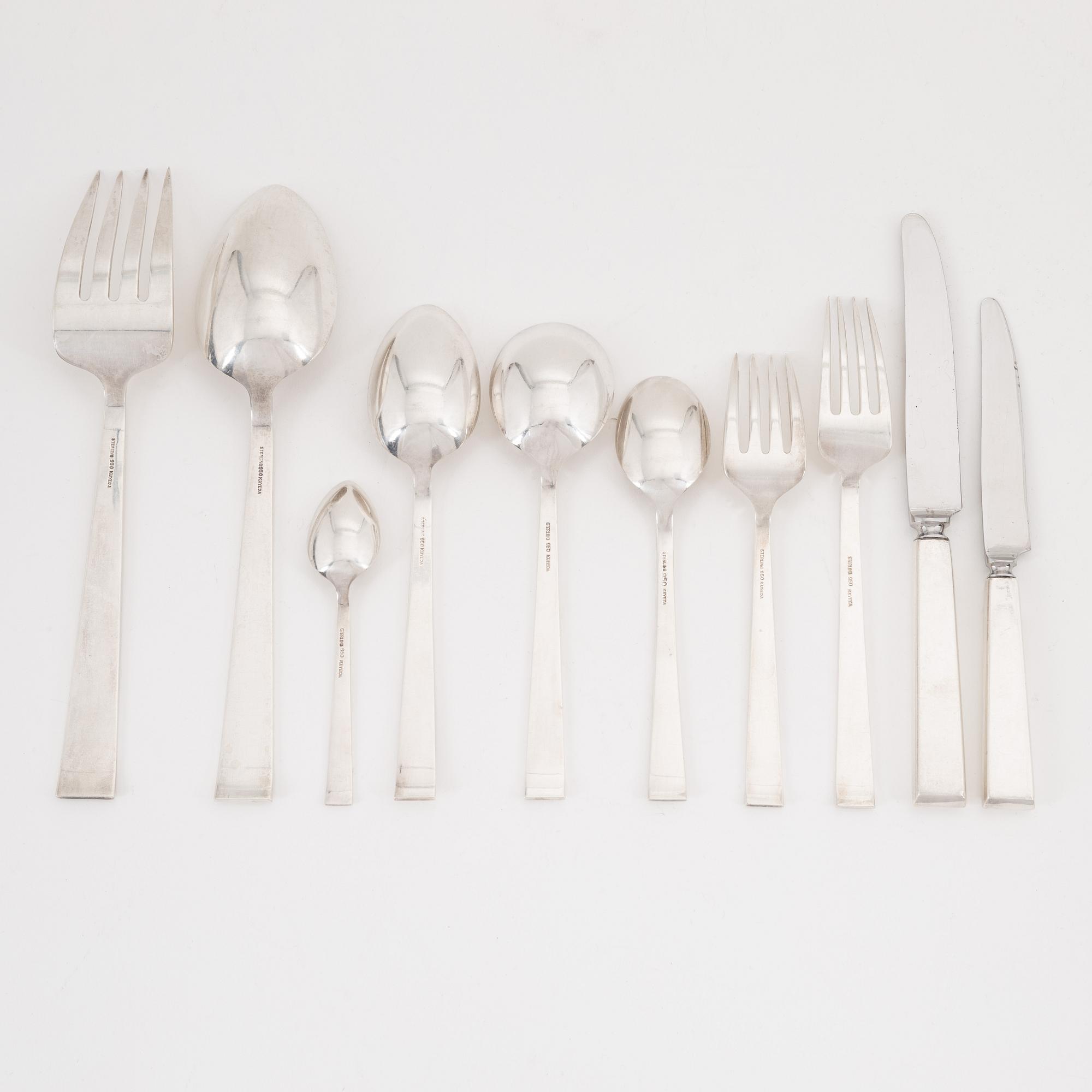 A Japanese sterling silver cutlery, mark of K. Uyeda, 20th century (98 pieces).