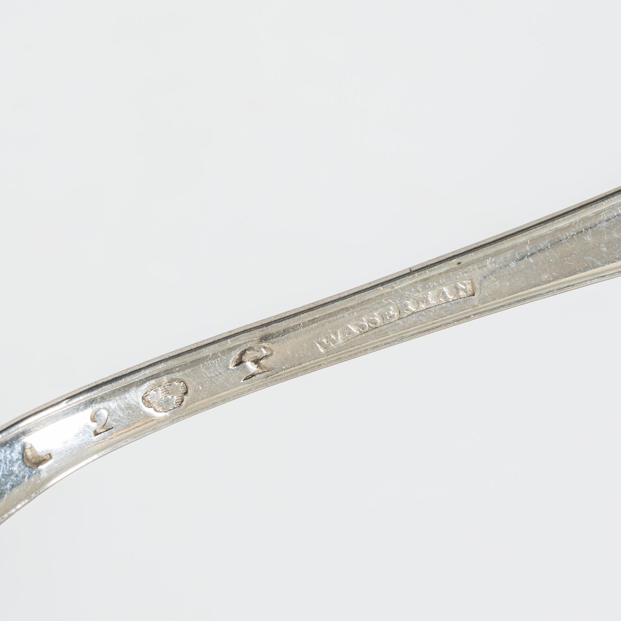 A silver sugar spoon, mark of Johan Wasserman, Lindesberg, Sweden 1785.