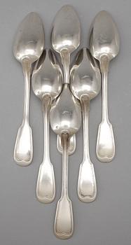 MATSKEDAR, 6 st, silver, Wien, Österrike-Ungern, 1862. Totalvikt ca 480 gram.