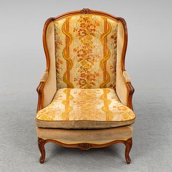 A mid 18th Century Louis XV  bergere chair, marked 'Philippe'.