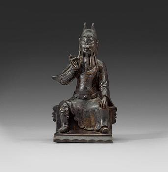 A bronze figurine of Guandi, 19th century.
