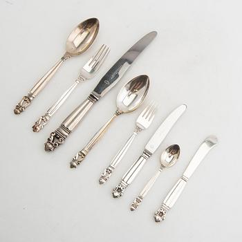 Johan Rohde, bestick 59 dlr "Konge/Achorn" sterlingsilver för Georg Jensen efter 1945.