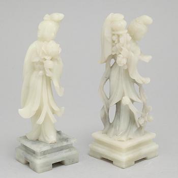 Two 20th century Chinese soap stone figurines.