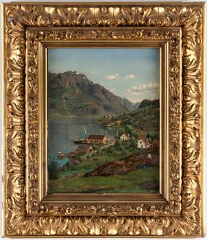 HERMAN WEDEL-ANKER, olja på pannå, signerad, otydligt daterad Lysterfjord.