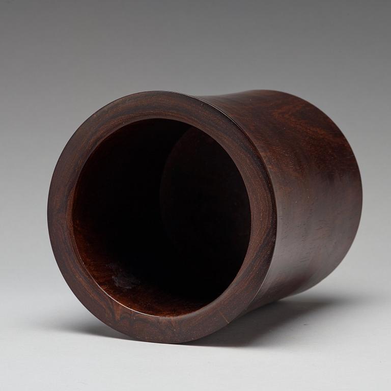 A Chinese wooden brush pot, 20th Century.