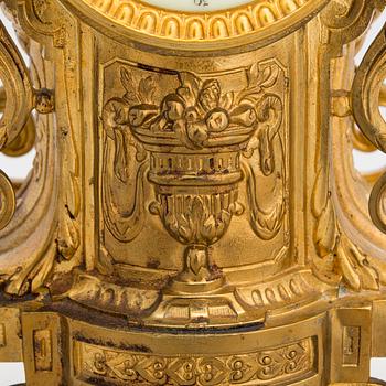 A gilt bronze Mantle Clock, marked H&F Paris, late 19th century.