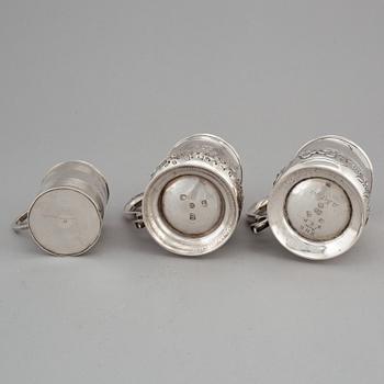Three silver jugs, London 1743, 1767 and 1805.