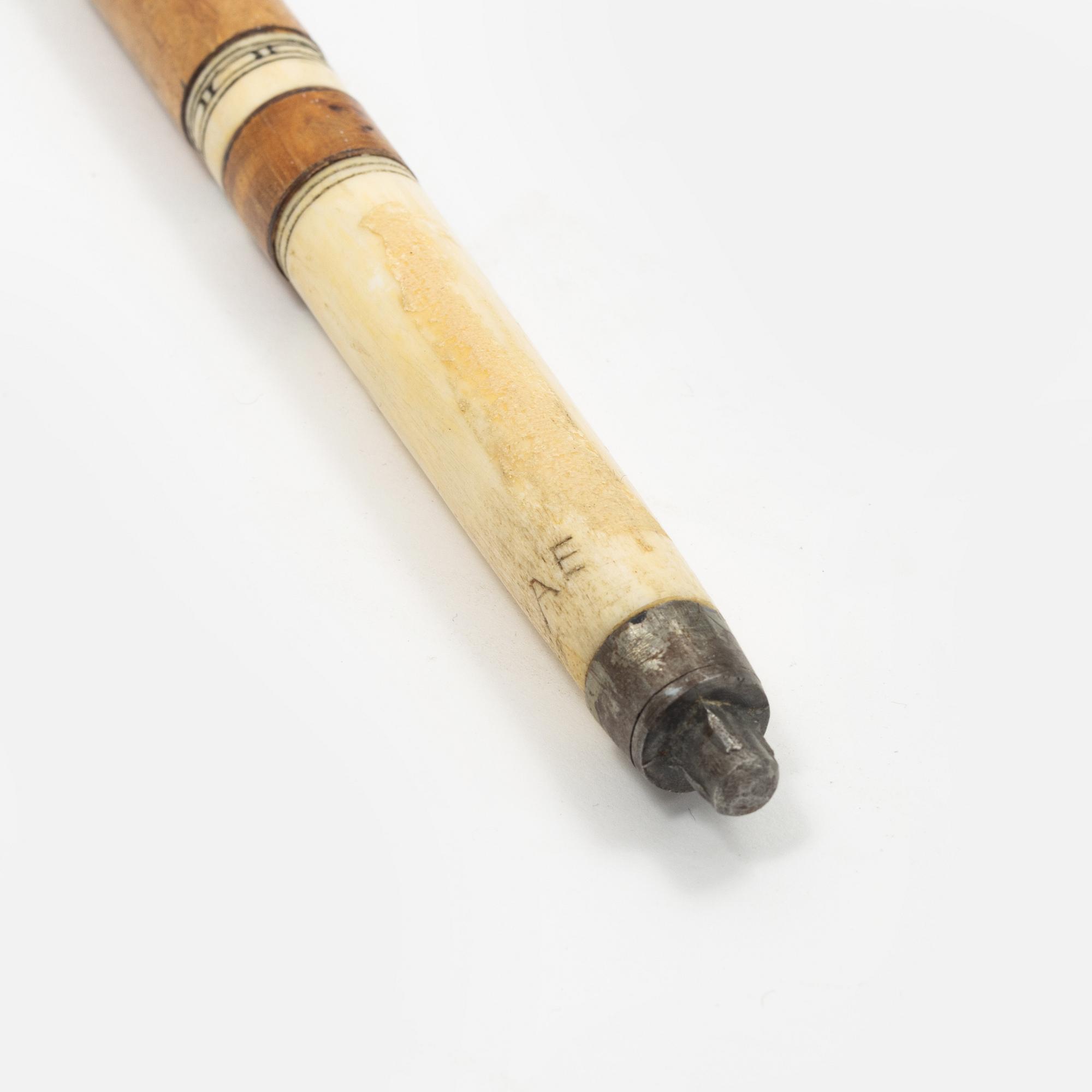 Anton Enarsson, a birch and reindeer horn walking stick, signed AE.