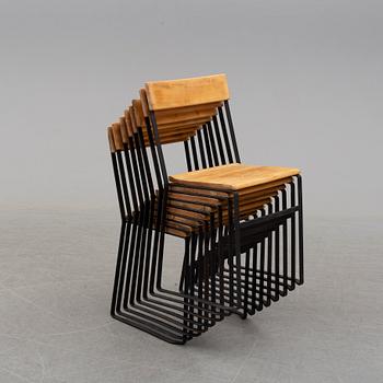 STOLAR, 8 stycken, Grythyttan. Märkta med plakett "Grythyttans stålmöbler".