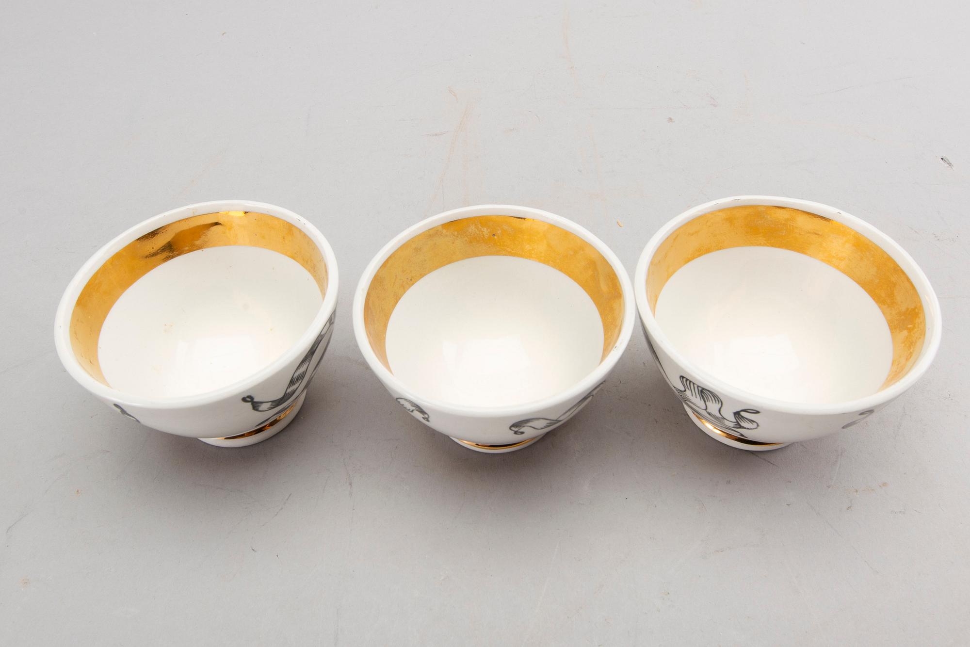 PIERO FORNASETTI, 6 porcelain bowls, Milan, Italy.
