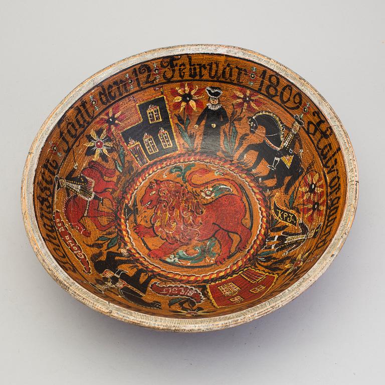 A 19th century painted folk art bowl from Norway.