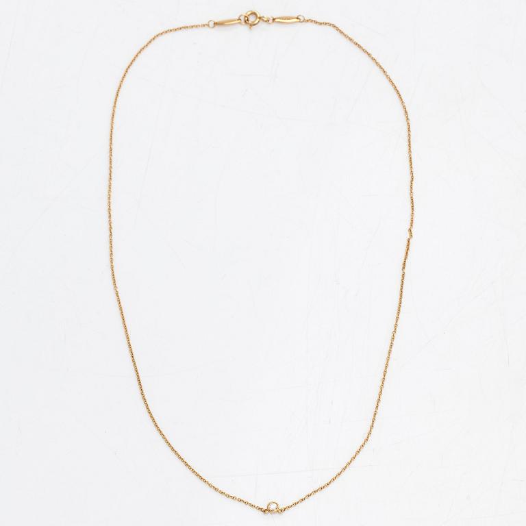 Tiffany & Co, Elsa Peretti, collier, 18K guld med en briljantslipad diamant ca 0.05 ct.