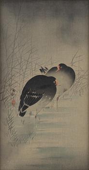 Ohara Koson, a woodlbock print in colours, 20th century.