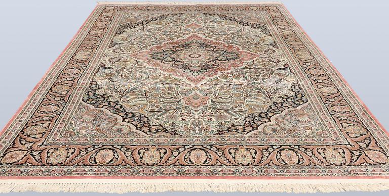 A silk carpet, Kashmir, c. 350 x 243 cm.