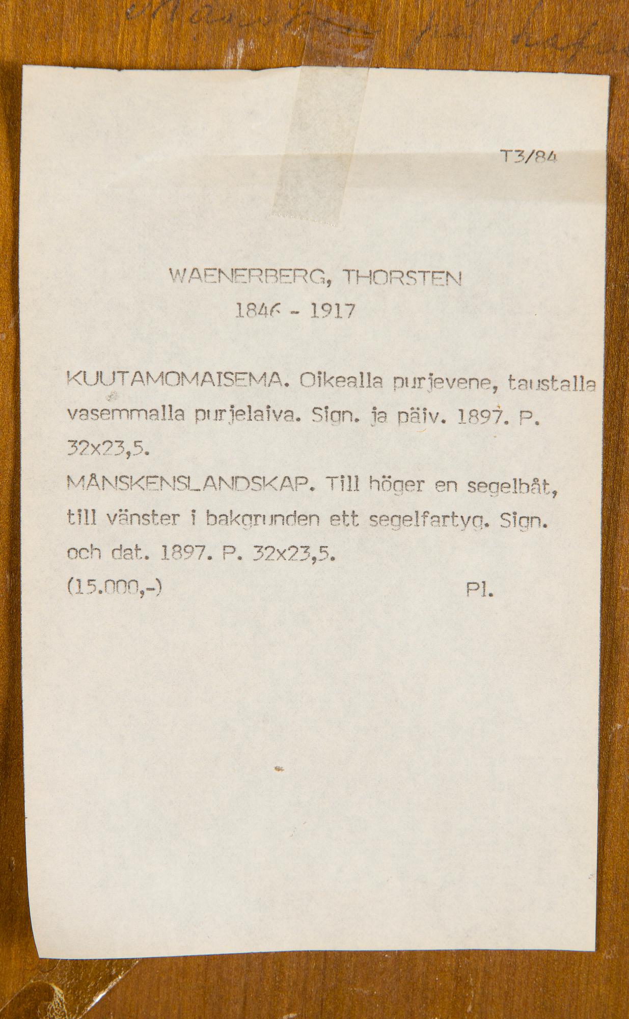 Thorsten Waenerberg, Purjelaivoja iltahämärässä.