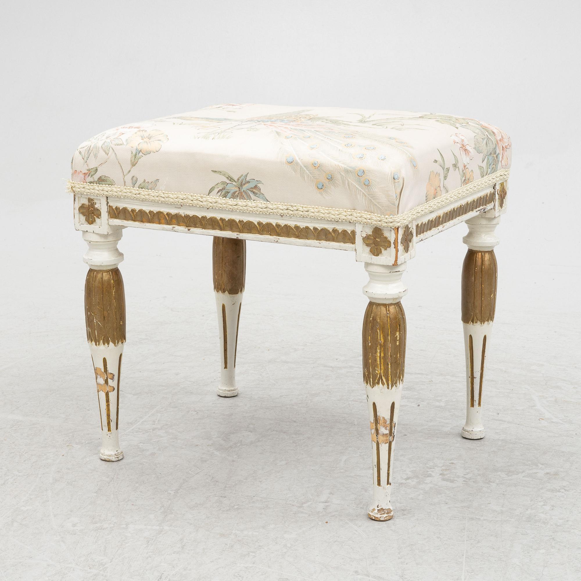 A Gustavian stool, end of the 18th century.