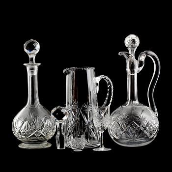 SERVISDELAR, 11 delar, glas, 1900-talets mitt.
