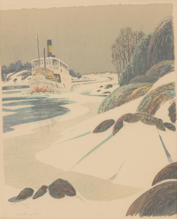 Roland Svensson, lithograph in colours, signed HC XVII/L.