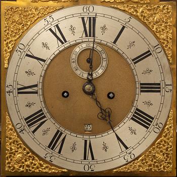 A japanned longcase clock by William Camden, London, England, 18th Century.