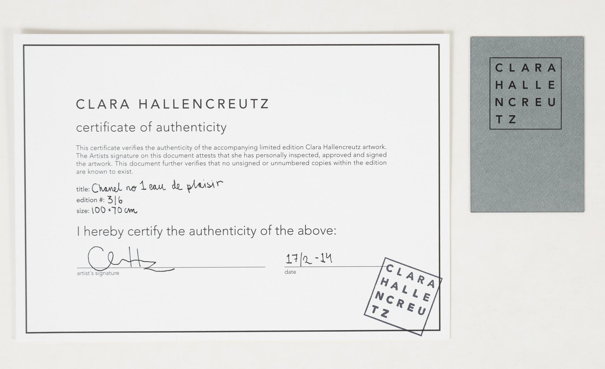 Clara Hallencreutz, crystal archive papaer mounted on aluminum/glas, signed. Ed 3/6.