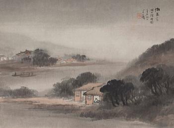 A Chinese painting by Wu Shixian (1865-1919), ink and colour on paper.